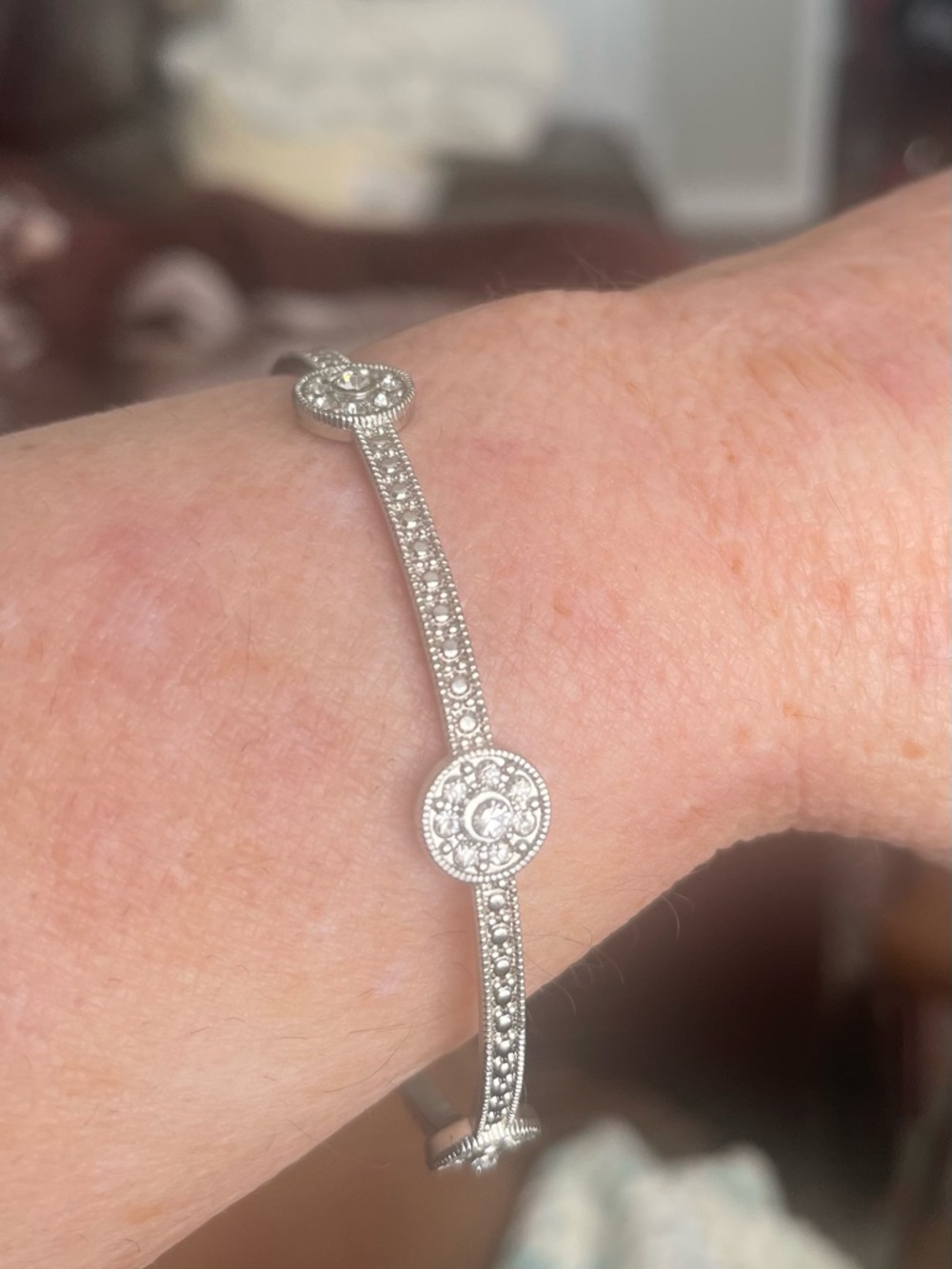 ⚜️Silver CZ Bangle Bracelet